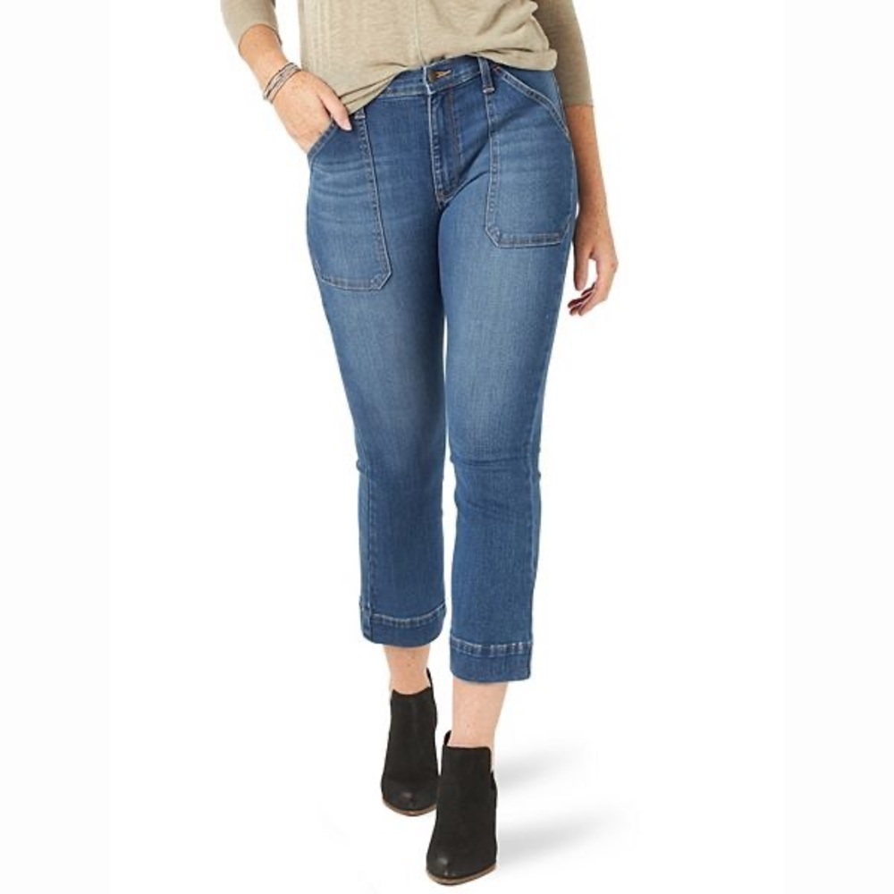 Wrangler high rise utility kick flare jeans